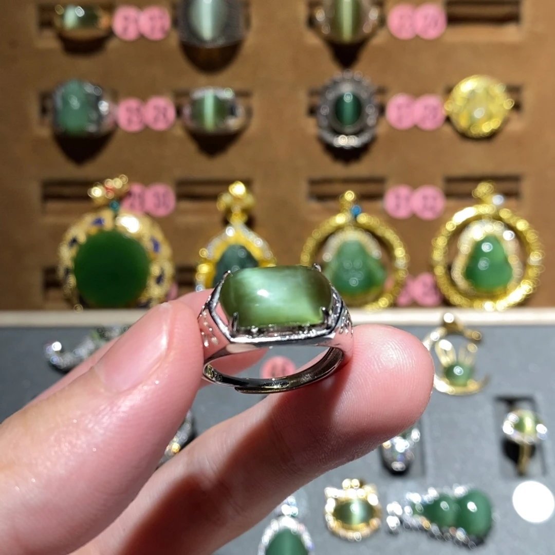 和田玉银S925镶嵌戒指