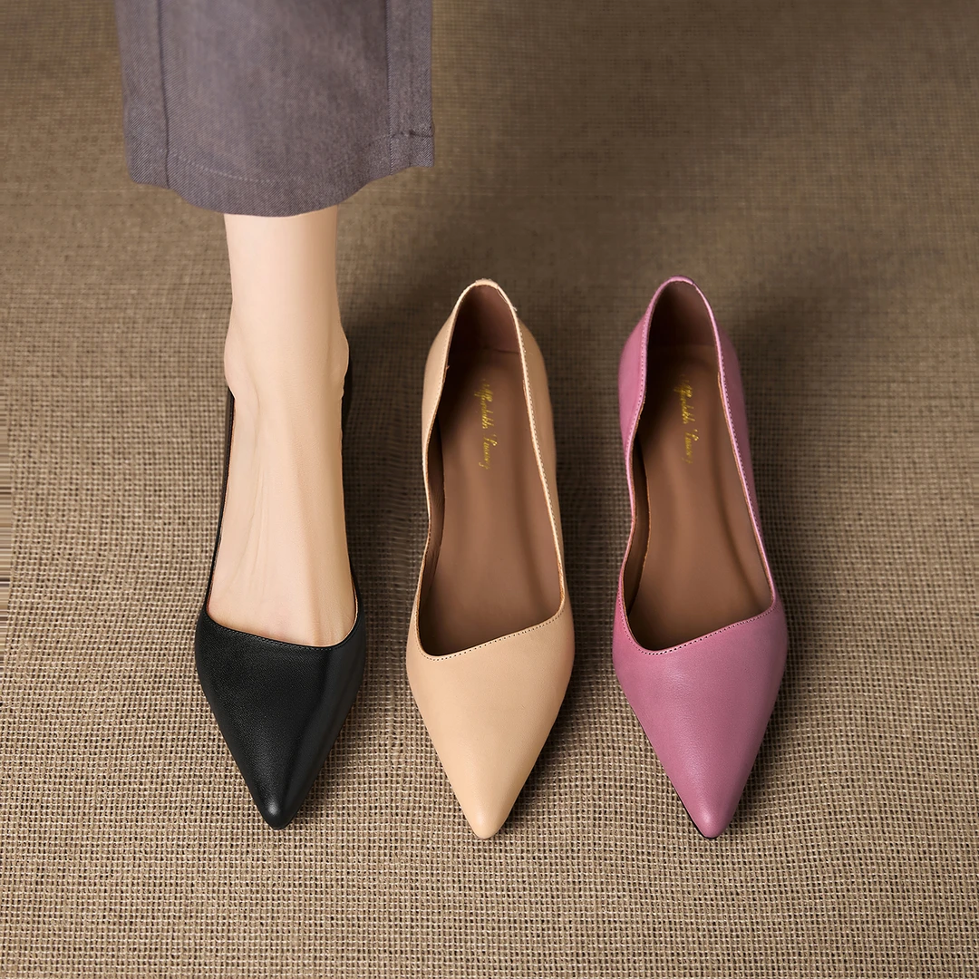 跟高3cm/34-39/气质时尚百搭尖头舒适浅口简约大气粗跟洋气单鞋女