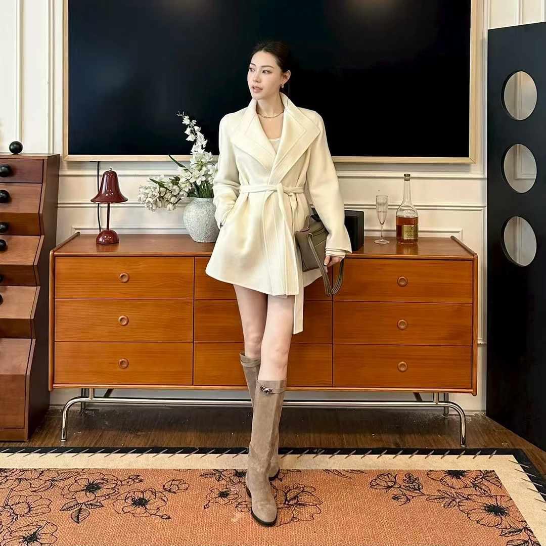 王嬛嬛MsLime25年新款【柔革】山羊绒&绵羊毛毛呢外套 HD2C0149