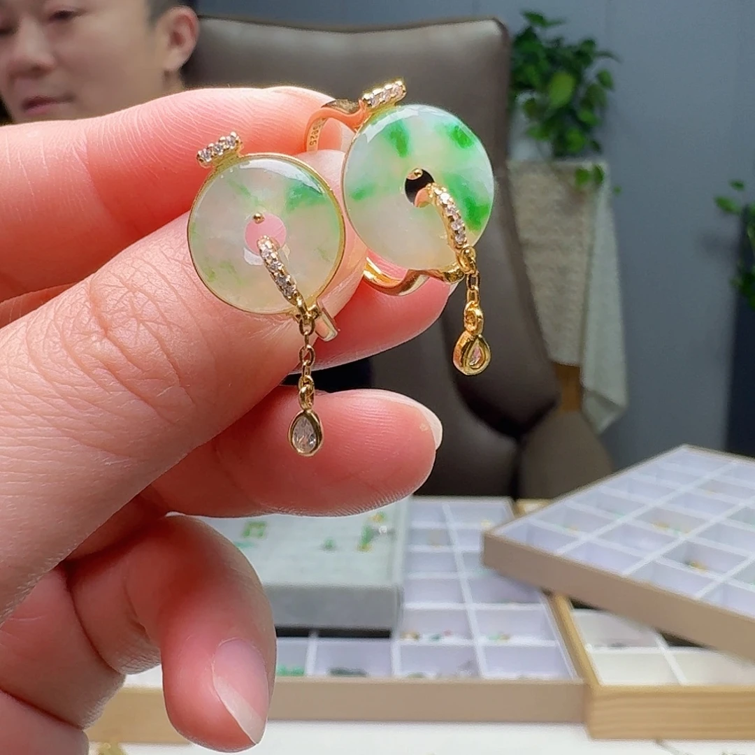 银S925镶嵌戒指翡翠多样性发货其一