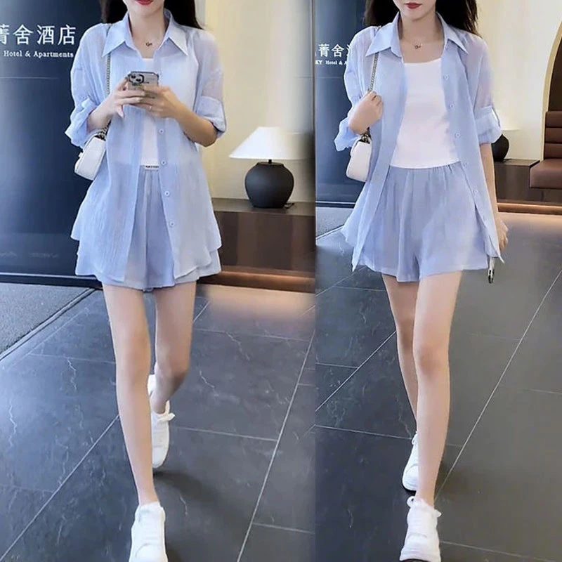 香朵儿长袖外套休闲短裤套装女2026年夏季新款洋气衣服女两件套