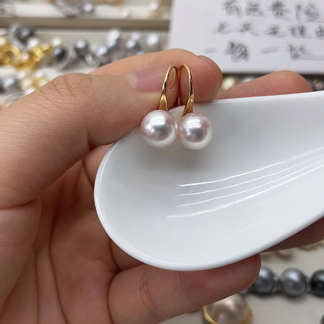银S925镶嵌海水珍珠耳饰