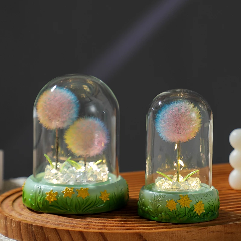 蒲公英小夜灯永生花干花卧室桌面摆件装饰生日礼物送女生闺蜜男友