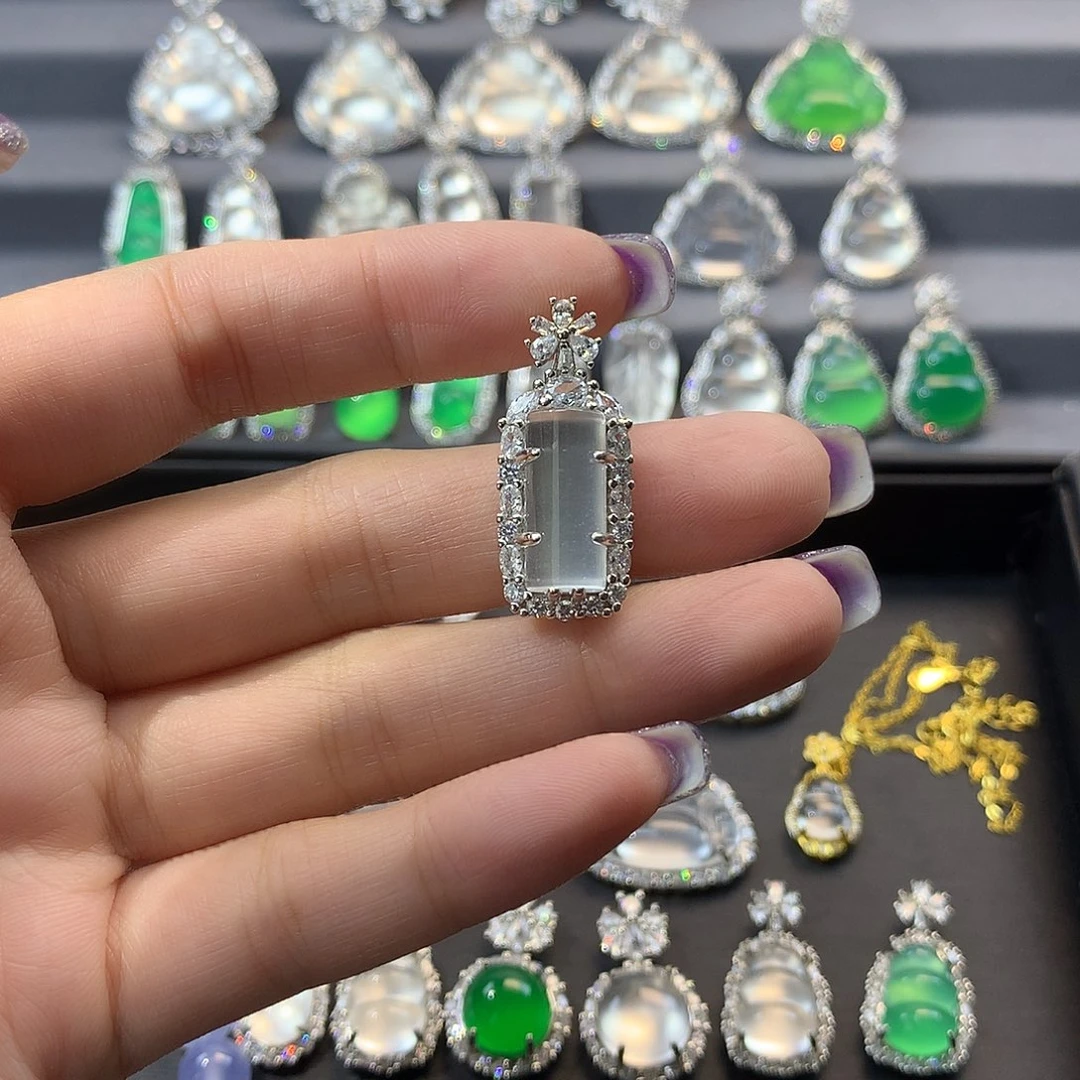 石英质玉银S925镶嵌颈饰