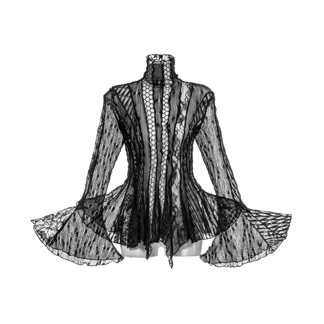 设计师秀场时尚气质百搭蕾丝拼接上衣打底衫 （海妖低语）X2276  F