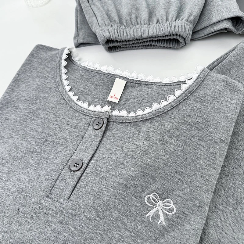 夏季女士圆领套头短袖短裤家居服纯棉睡衣女套装带胸垫可外穿花边