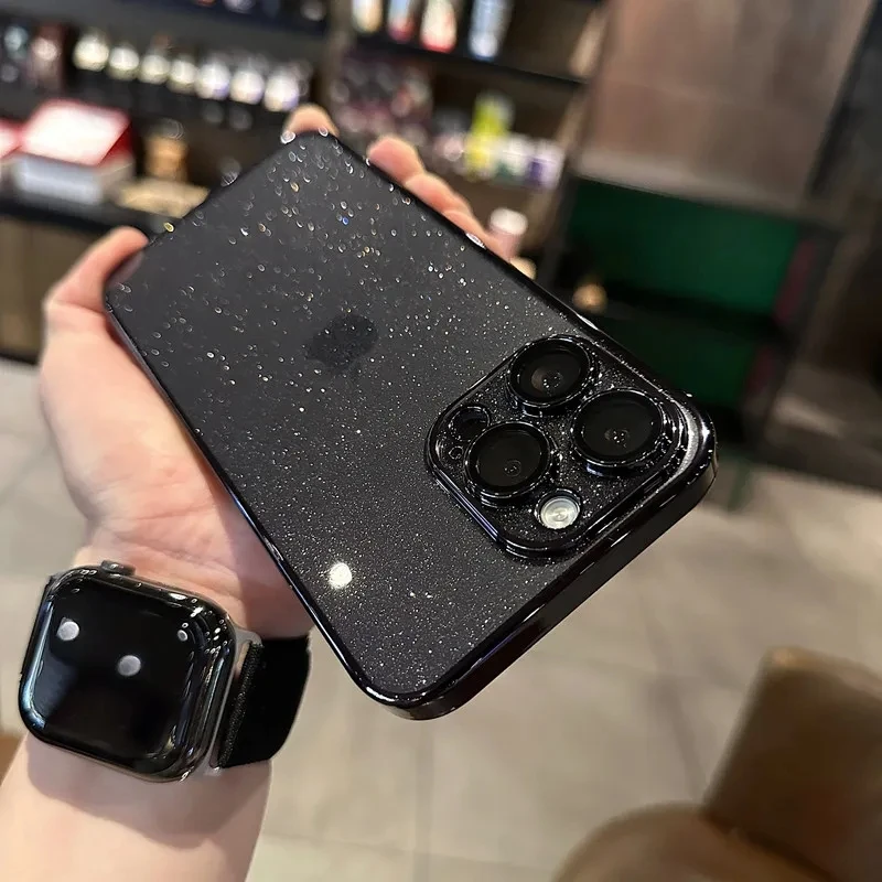 星空闪粉适用苹果15Promax手机保护壳新款15石墨黑硬壳iPhone14pr