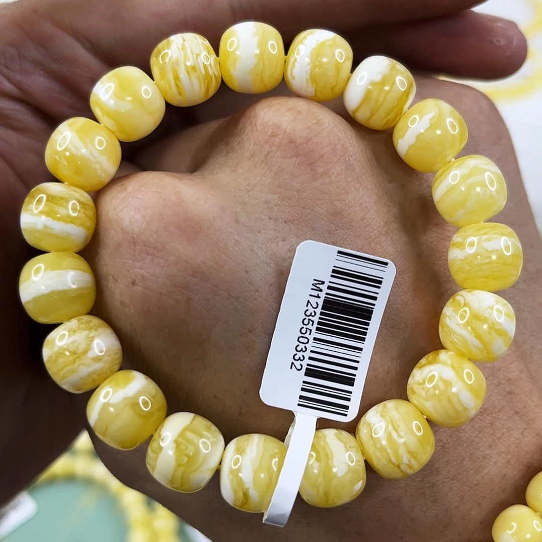 琥珀未镶嵌手链毕业级同料11mm虎皮千层雪手串