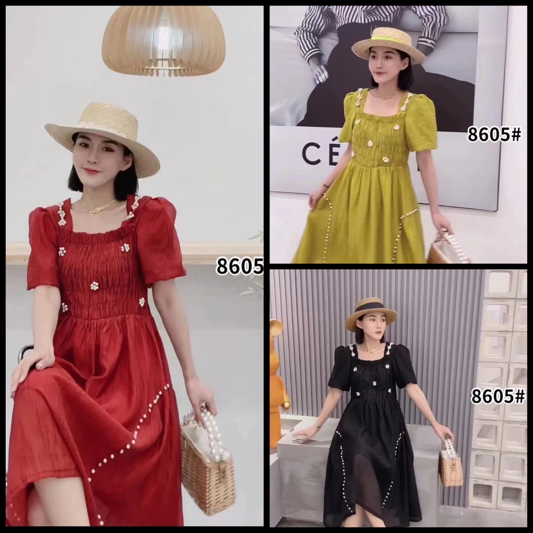 大码女装胖mm2025春季新款法式复古气质收腰显瘦连衣裙女8605