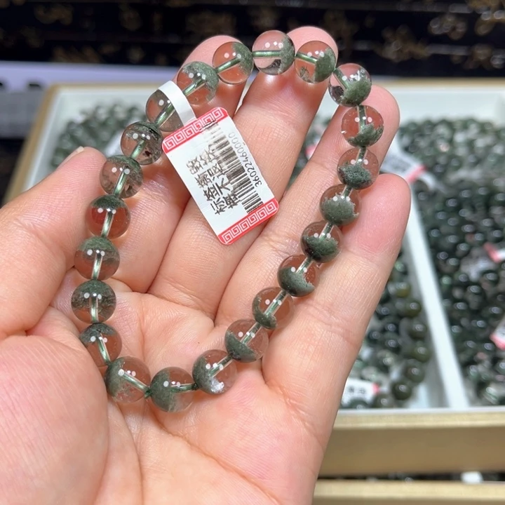 青***枝水晶手串未镶嵌绿幽灵手串