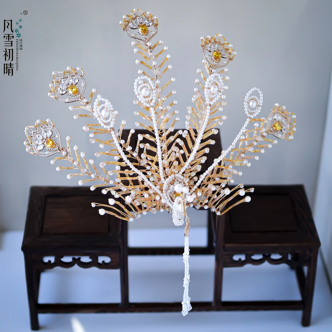 风雪初晴满花凤发冠【原创设计】汉服造型手工发饰头饰超仙