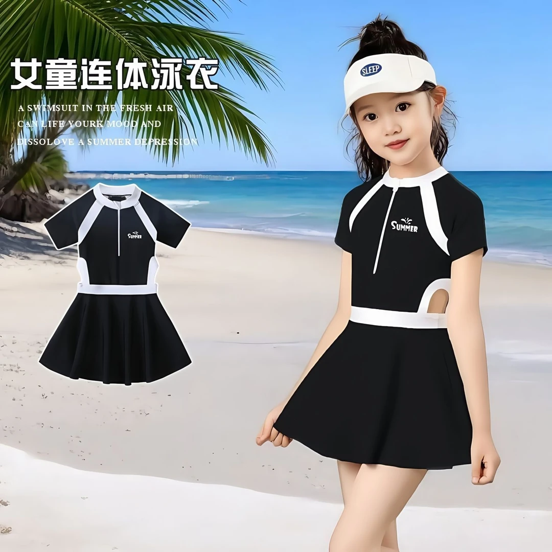 儿童泳衣女孩2025新款女童中大童游泳衣初中生专业训练泡温泉泳装