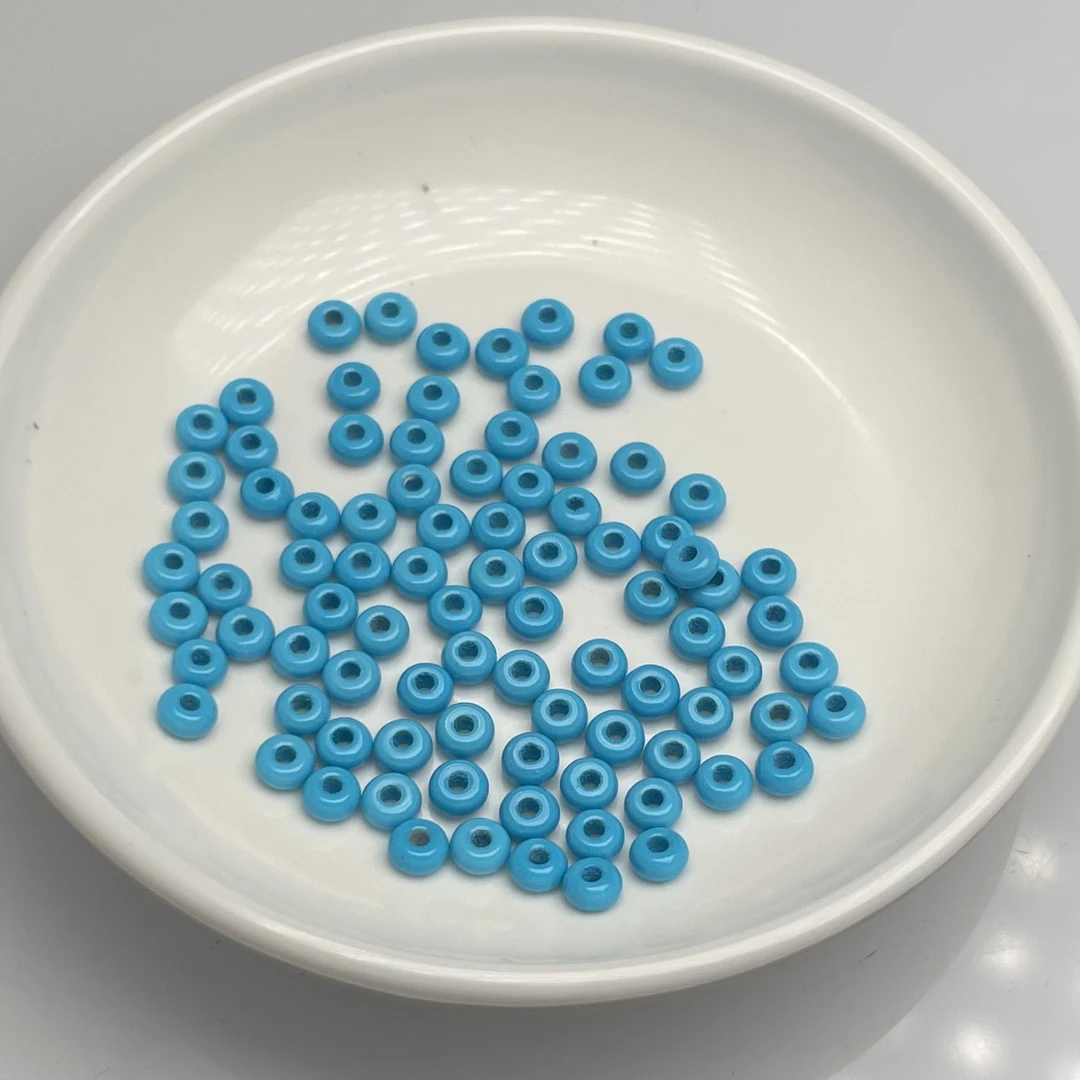 【085号】手工文玩配饰 4mm蓝色隔珠一对