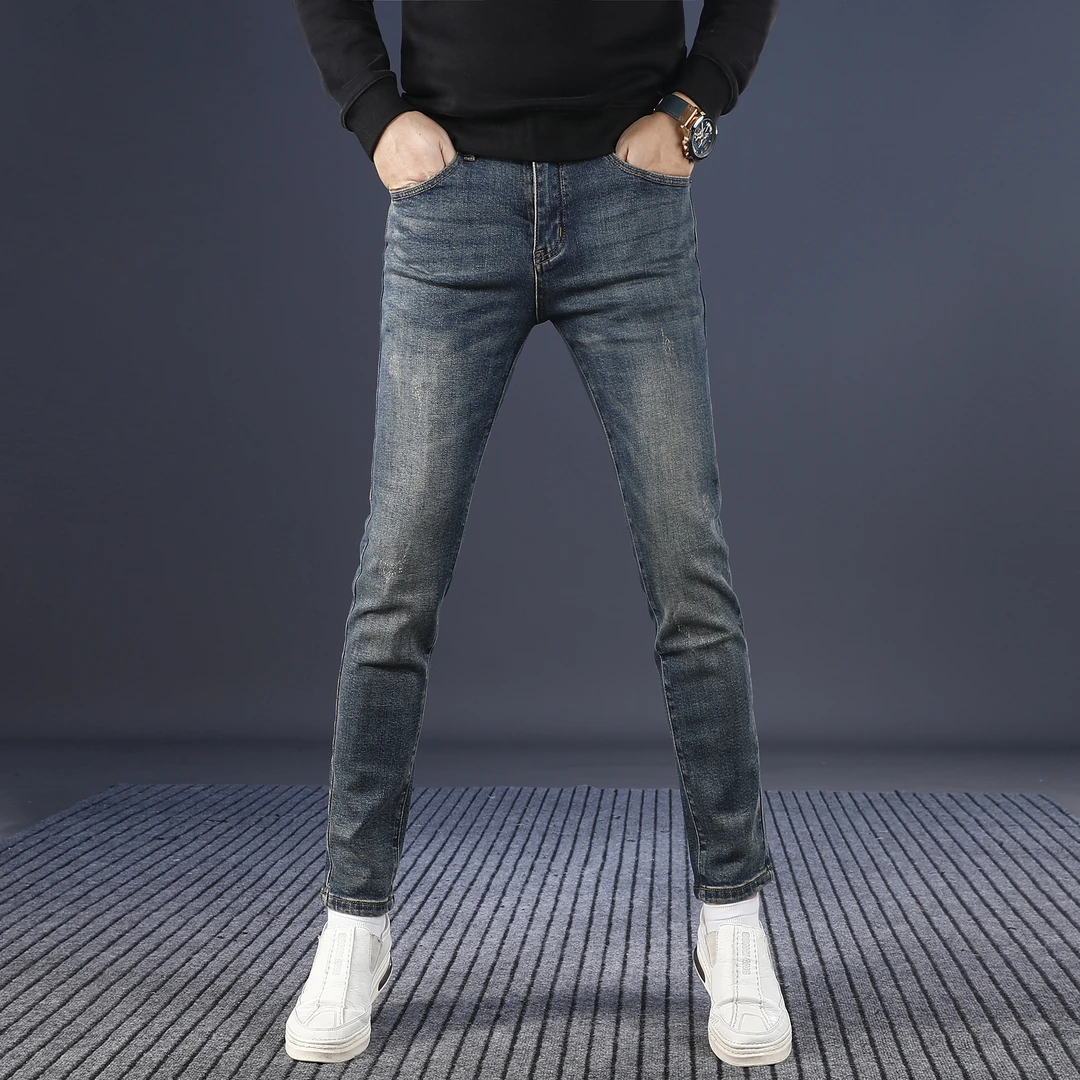 范莉泰复古蓝九分牛仔裤男款爆款2025新款修身小脚男士秋冬款裤子