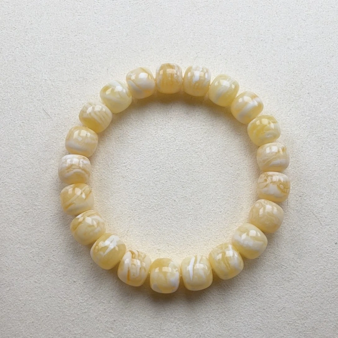 手串琥珀未镶嵌9.8mm俄料瓷白千层雪精工老型手串