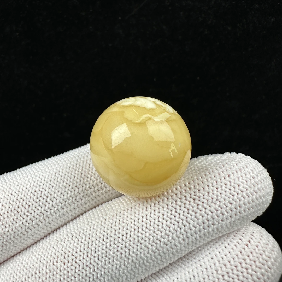 M7474天然蜜蜡妖花圆珠 22.3mm支持复检