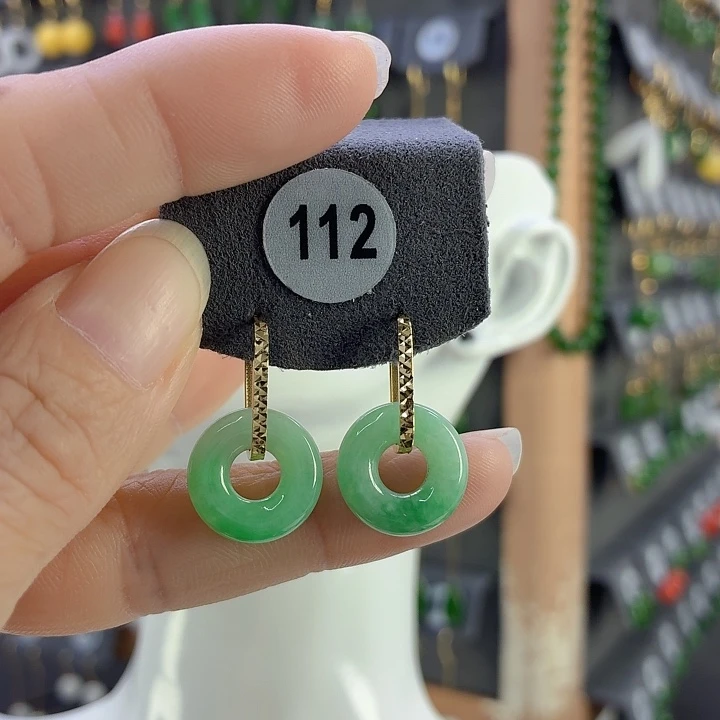 翡翠18K金镶嵌耳饰