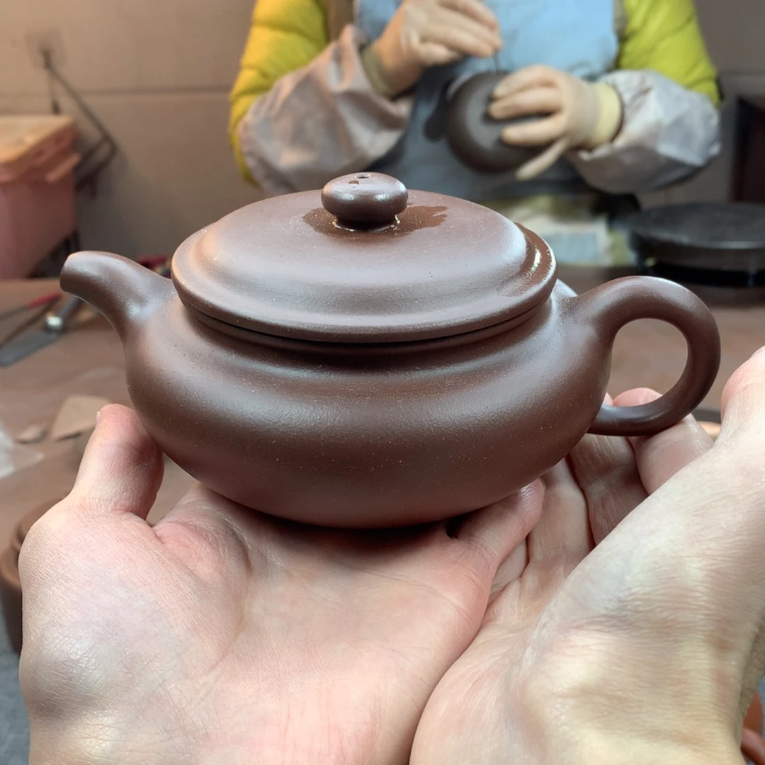 茶壶紫砂扁腹 紫泥 330cc 周宜君