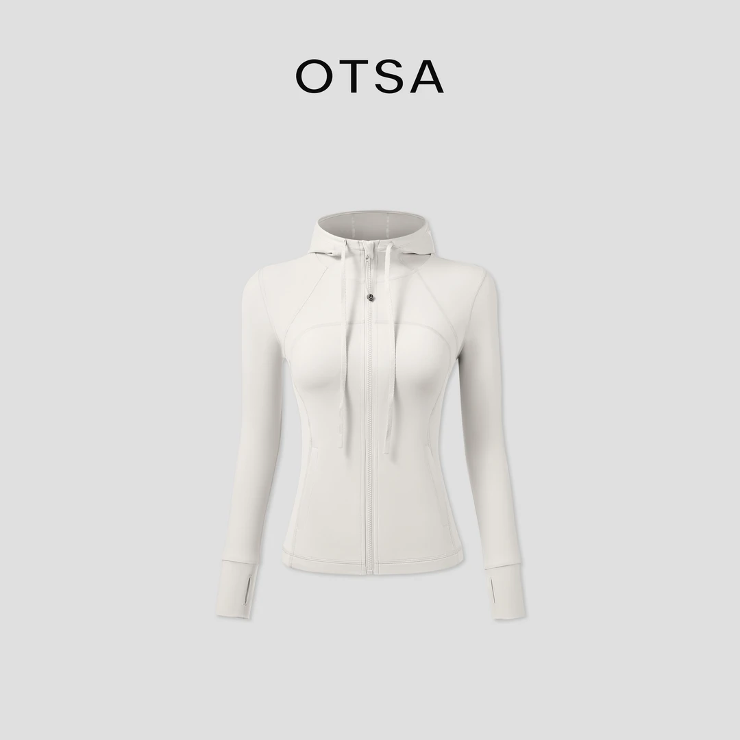 OTSA 【DF小腰精】运动外套女修身长袖上衣连帽休闲健身瑜伽服外套