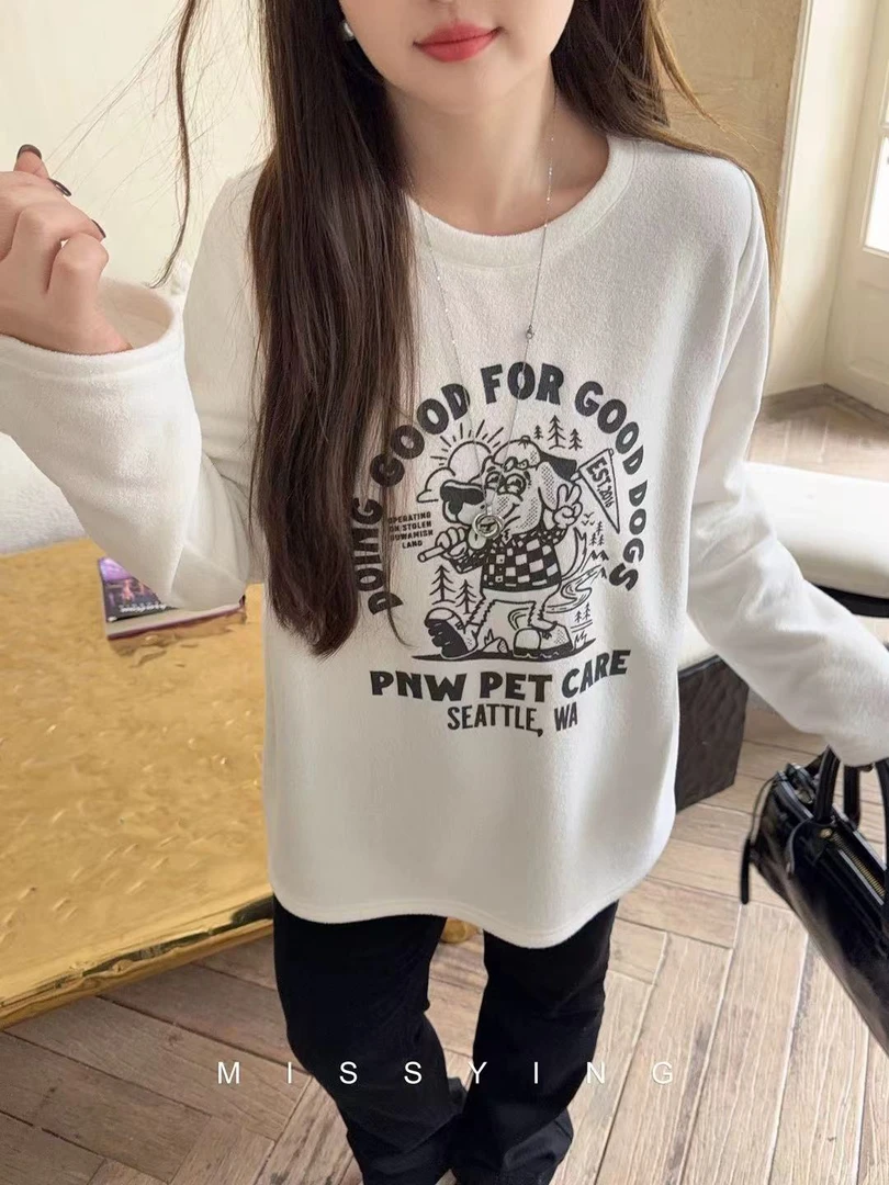 10101预【PINGJIE】2025长袖德绒打底时尚休闲潮流舒适百搭洋气T恤