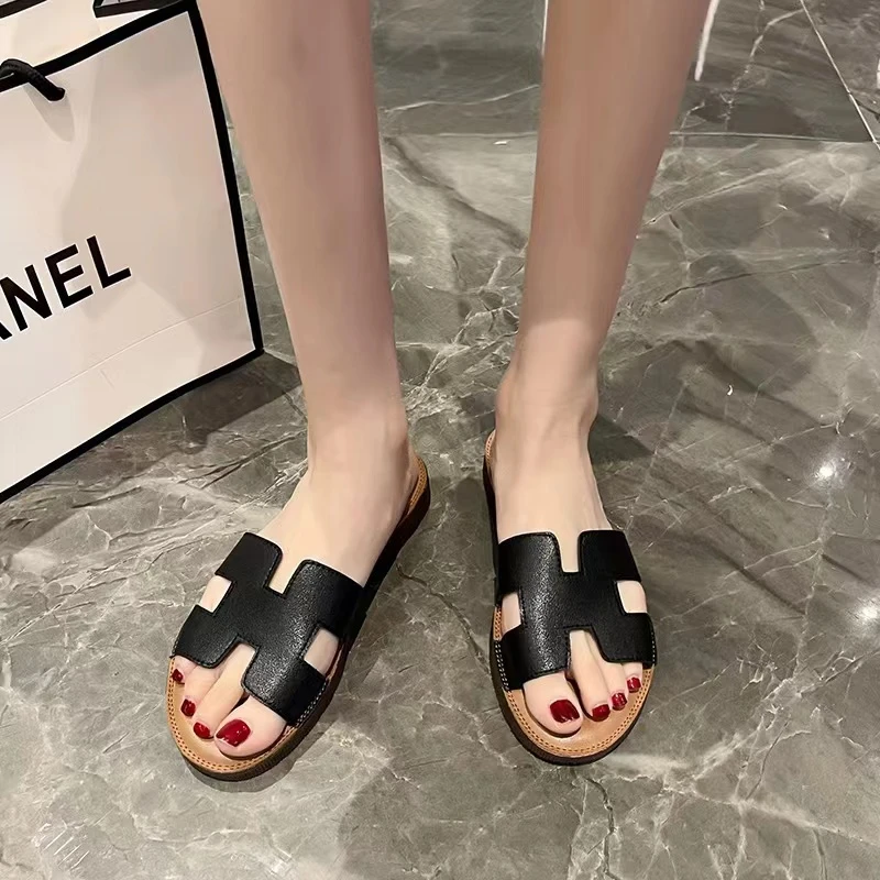 拖鞋女夏外穿2024新款时尚韩版百搭海边沙滩一字拖软底凉拖鞋0789