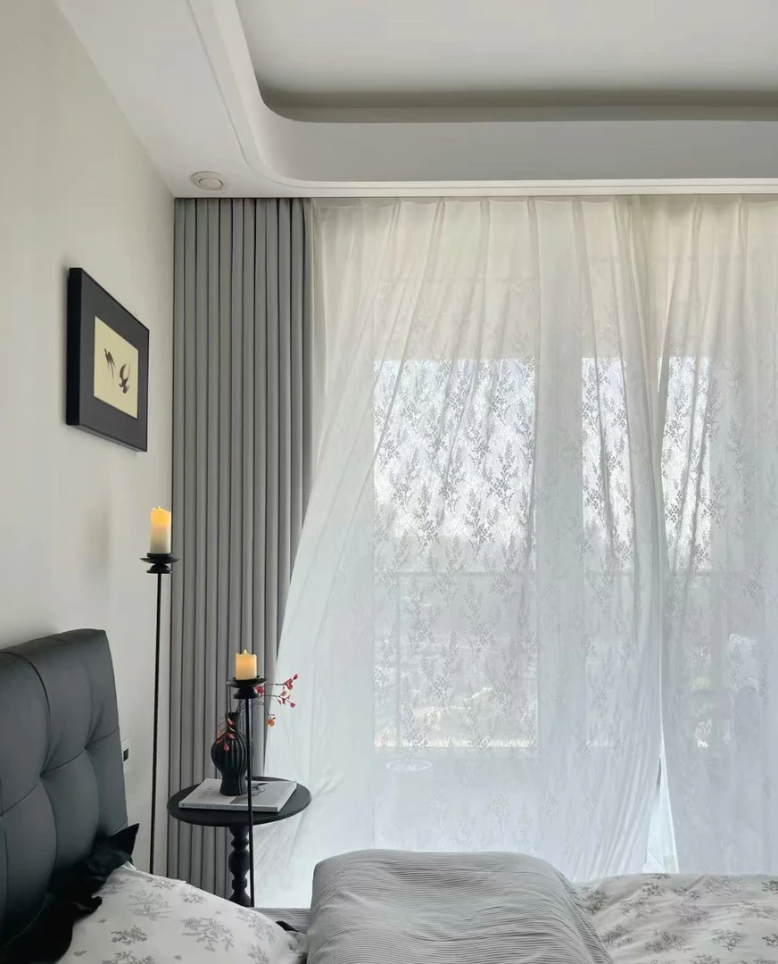 新款加厚雪尼尔：月影灰（成品窗帘）