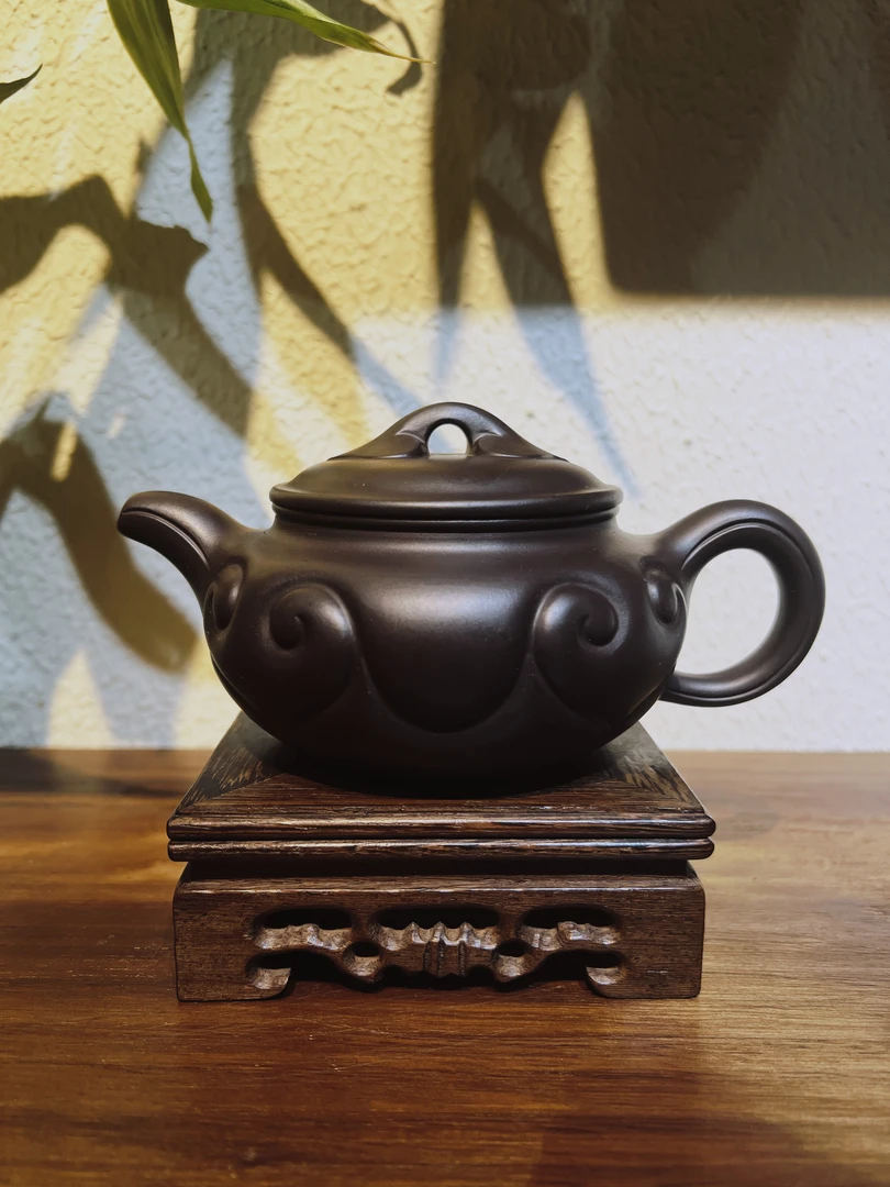 【朱泥清说·仿古如意】紫茄泥全手作品240cc