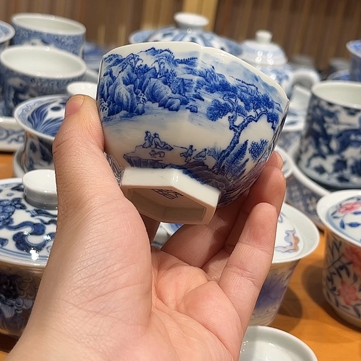 瑕疵山水六方杯杯