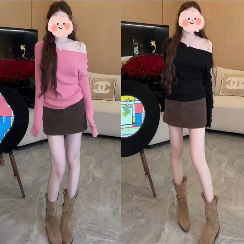 2025早秋新款松弛感时尚气质百搭设计感针织衫舒适修身半身裙套装