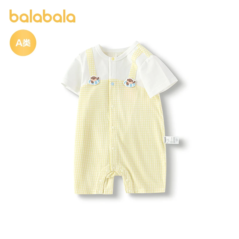 【商场同款】巴拉巴拉新生儿连体衣宝宝包屁衣假两件2025新款夏装
