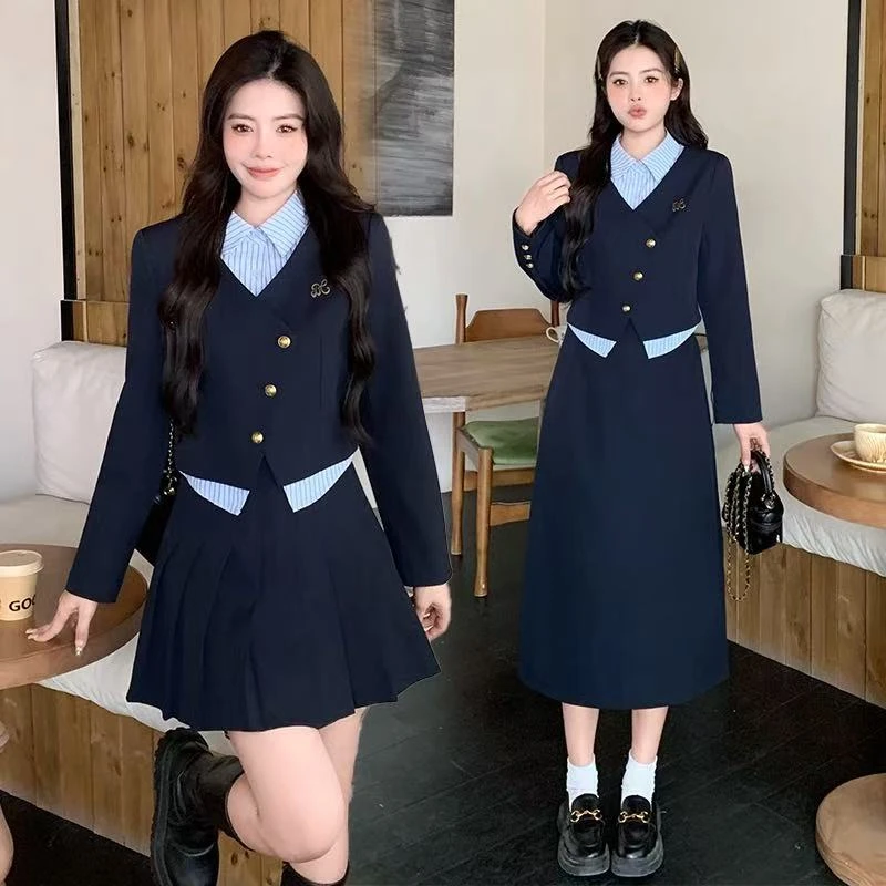 大码女装胖mm微胖120-200斤复古小香风春季套装显瘦遮肚遮肉 1512