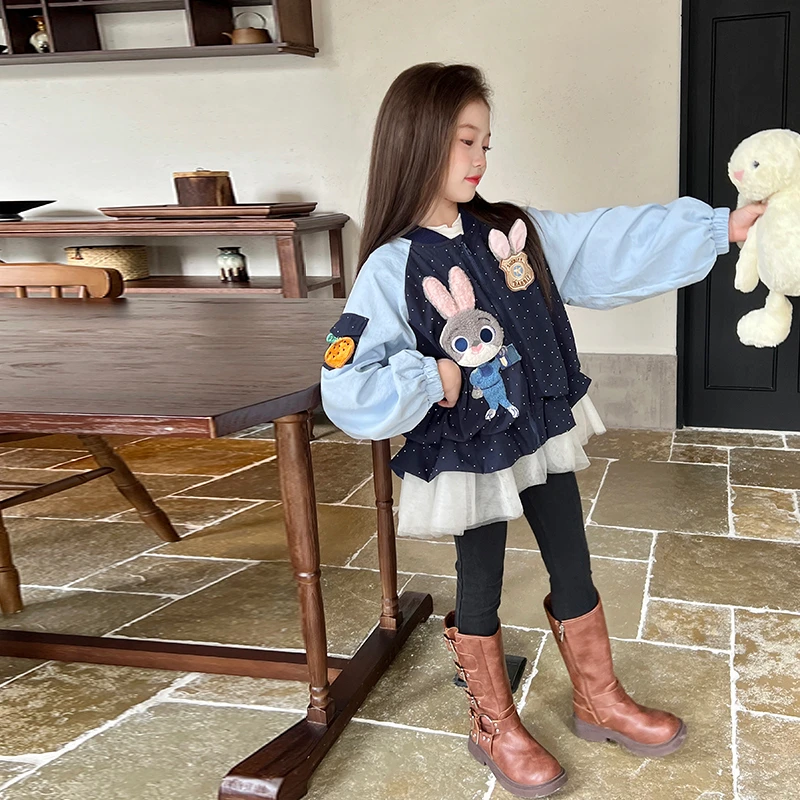 【清仓】栀了成长记童装女童卡通小兔子外套儿童宝宝可爱拉链棒球