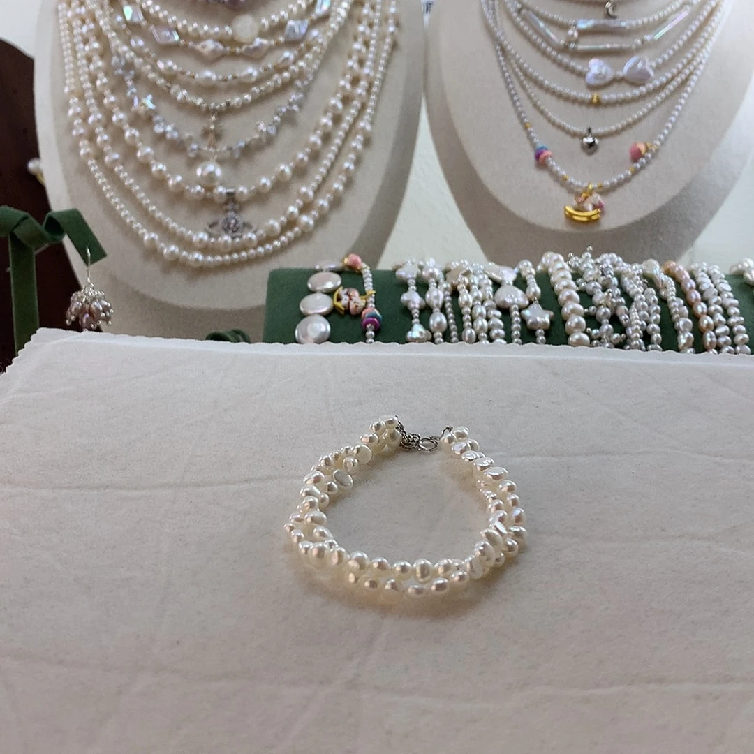 淡水珍珠银S925镶嵌手绳