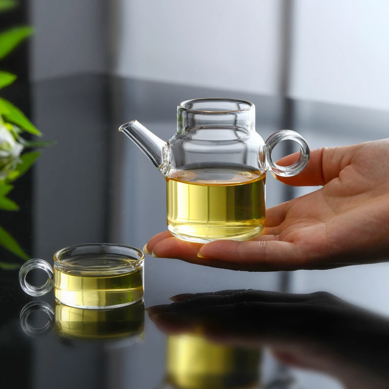 迷你玻璃小泡壶新款耐高温一人饮泡茶壶精致一人一杯指环小茶壶