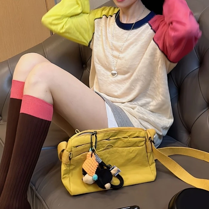 2025秋季新品防晒长袖常规中长款圆领T恤背心拼接清冷拼色上衣