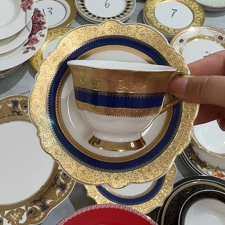 招****瓷蓝金迷你咖啡杯碟1套