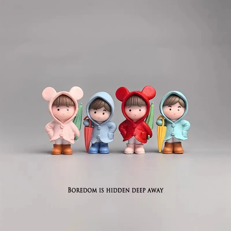 无聊了，摆几只雨伞小人来疗伤治愈电脑桌面日式工位办公桌小摆件