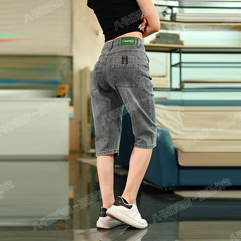 接潮2025夏季薄款牛仔短裤男款七分裤宽松直筒透气潮流百搭修身男