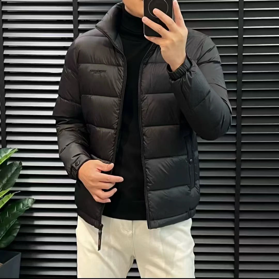 男士外套冬季时尚羽绒服男潮流休闲修身保暖黑色商务立领羽绒服男