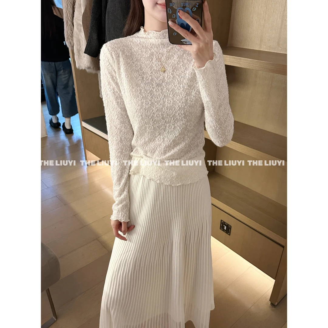 【LIUYI】内在美~蕾丝提花木耳边打底衫59104