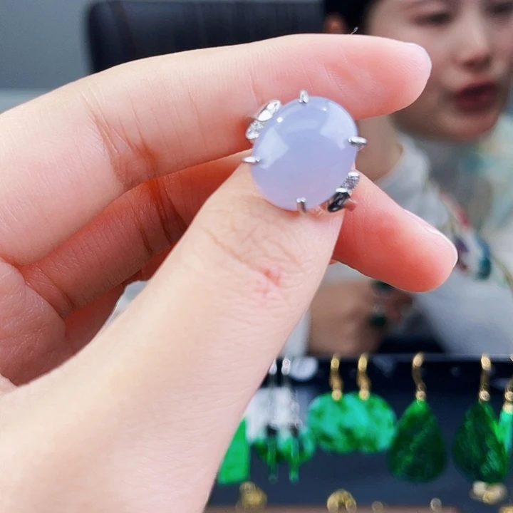 翡翠戒指银S925镶嵌饰品