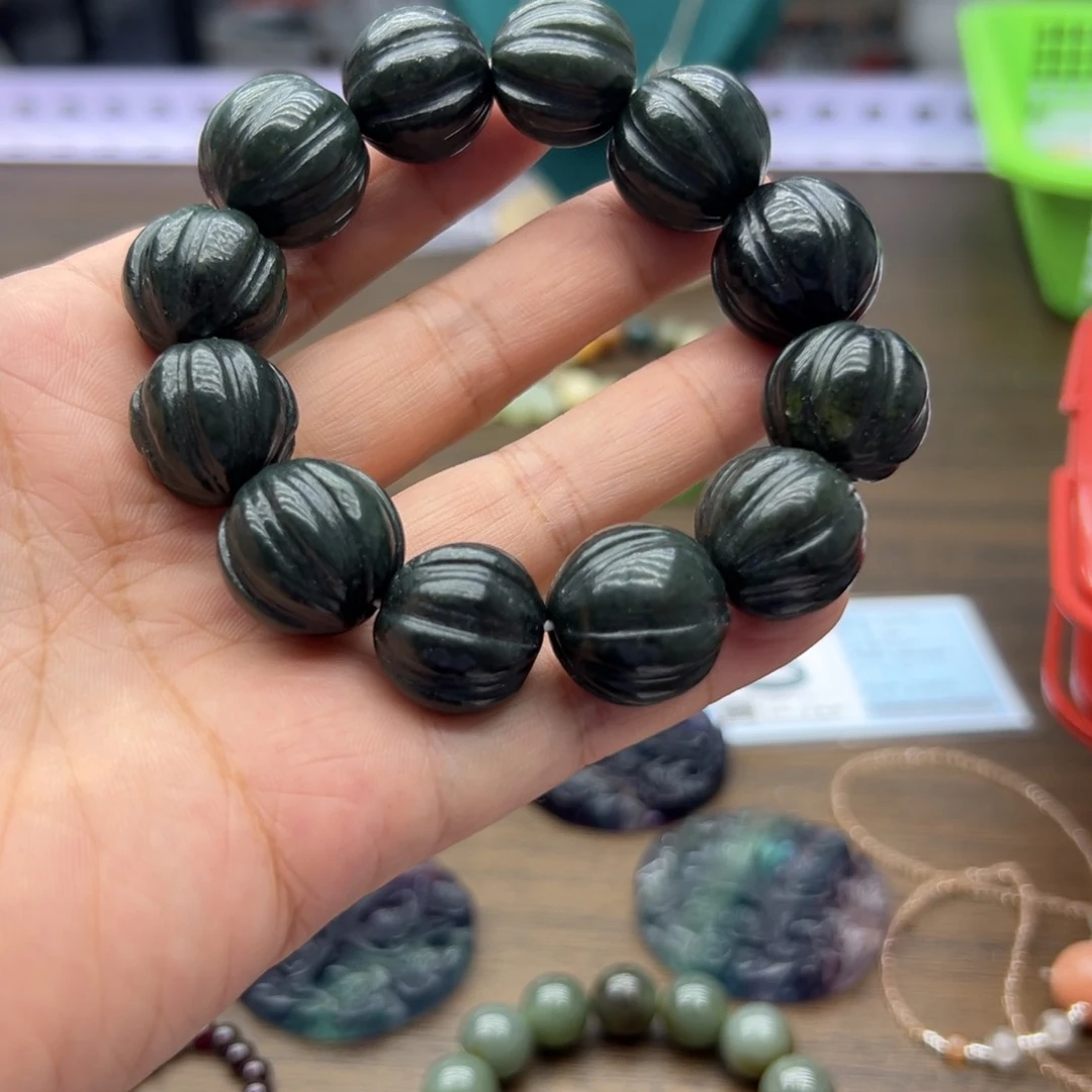 手链未镶嵌和田玉青玉卡18南瓜