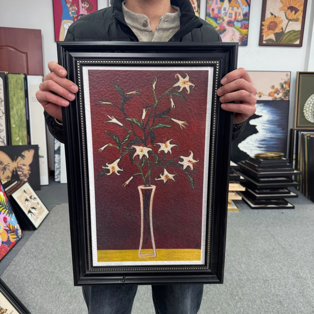 中古复古法式常玉瓶中花卉客厅装饰画挂画卧室146