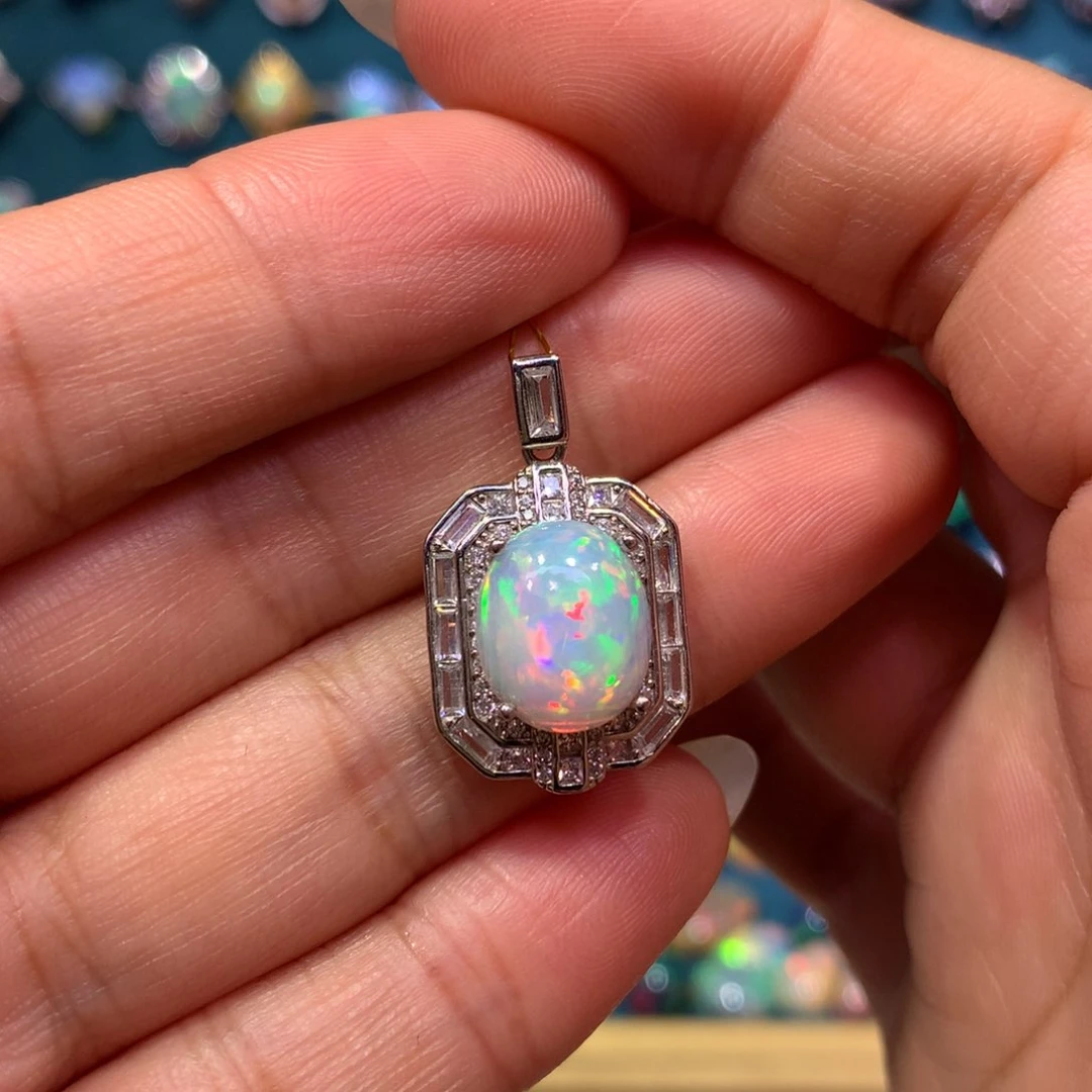 欧泊银S925镶嵌吊坠款式