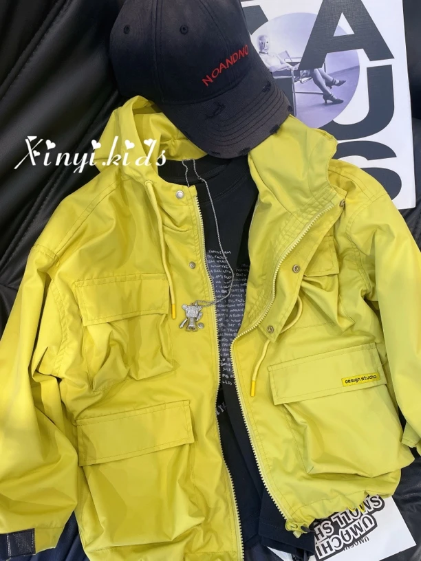 馨艺童品韩国货0101明星同款多口袋春款外套男童女童洋气中性