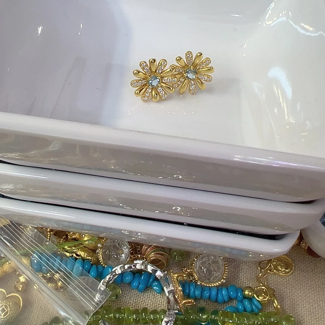 海蓝宝石耳坠银S925镶嵌不退不换