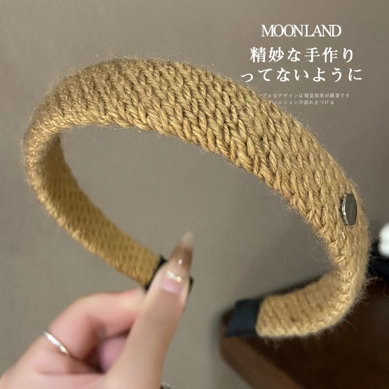 韩系秋冬毛线发箍高级感细款发卡洋气时尚发捆外出百搭头箍头饰女