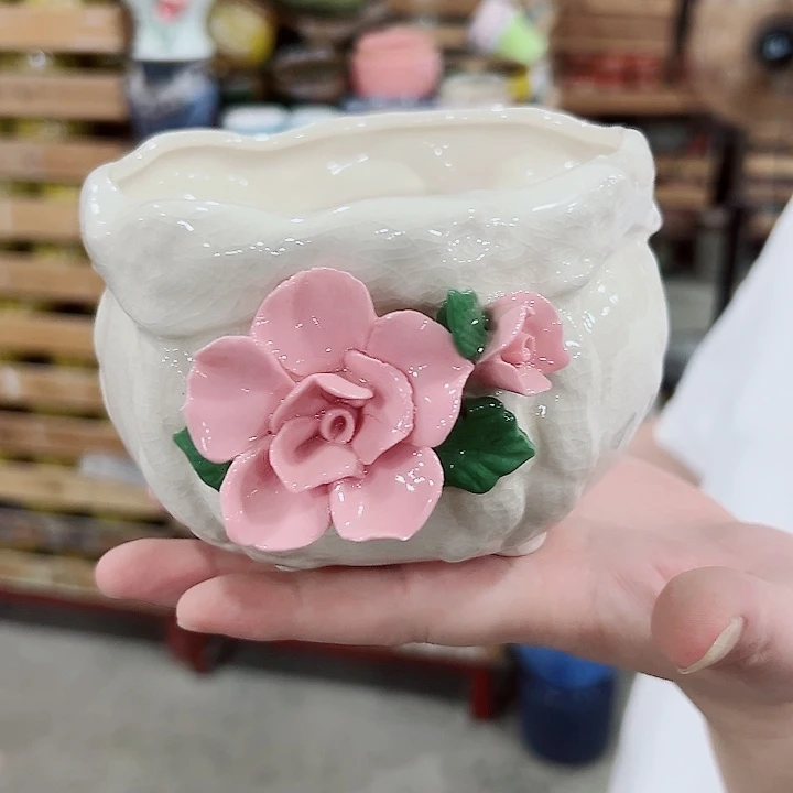 有孔.凑满10元发货多肉陶瓷花盆！