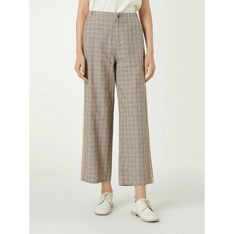 啦娜菲LANAFAY夏季新款格纹阔腿裤2X218