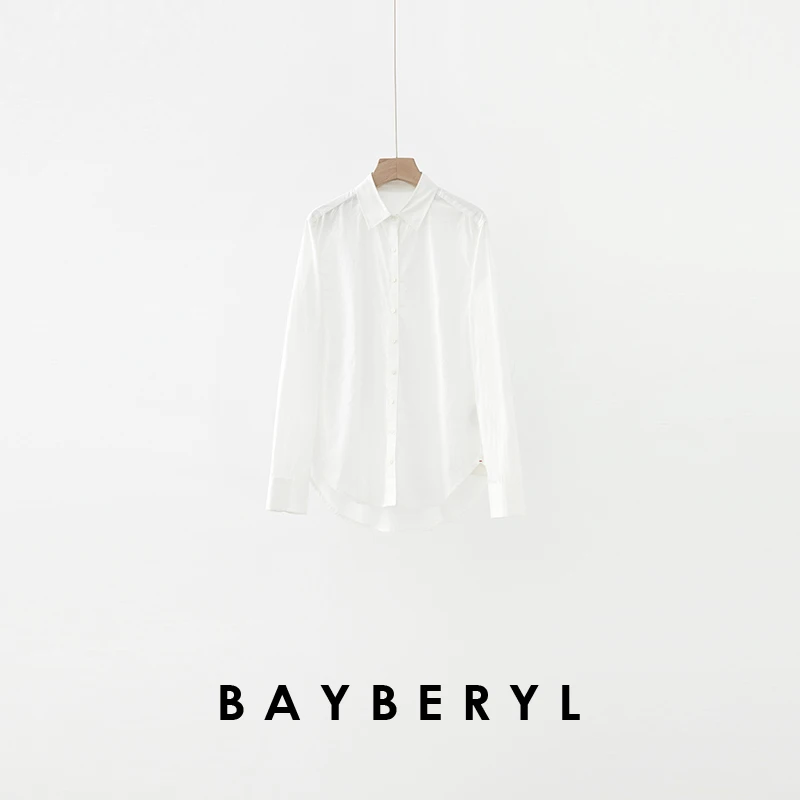 BAYBERYL老贝简白*Polo领排扣棉叠穿百搭26春衬衫9NCY6A0249-1/3
